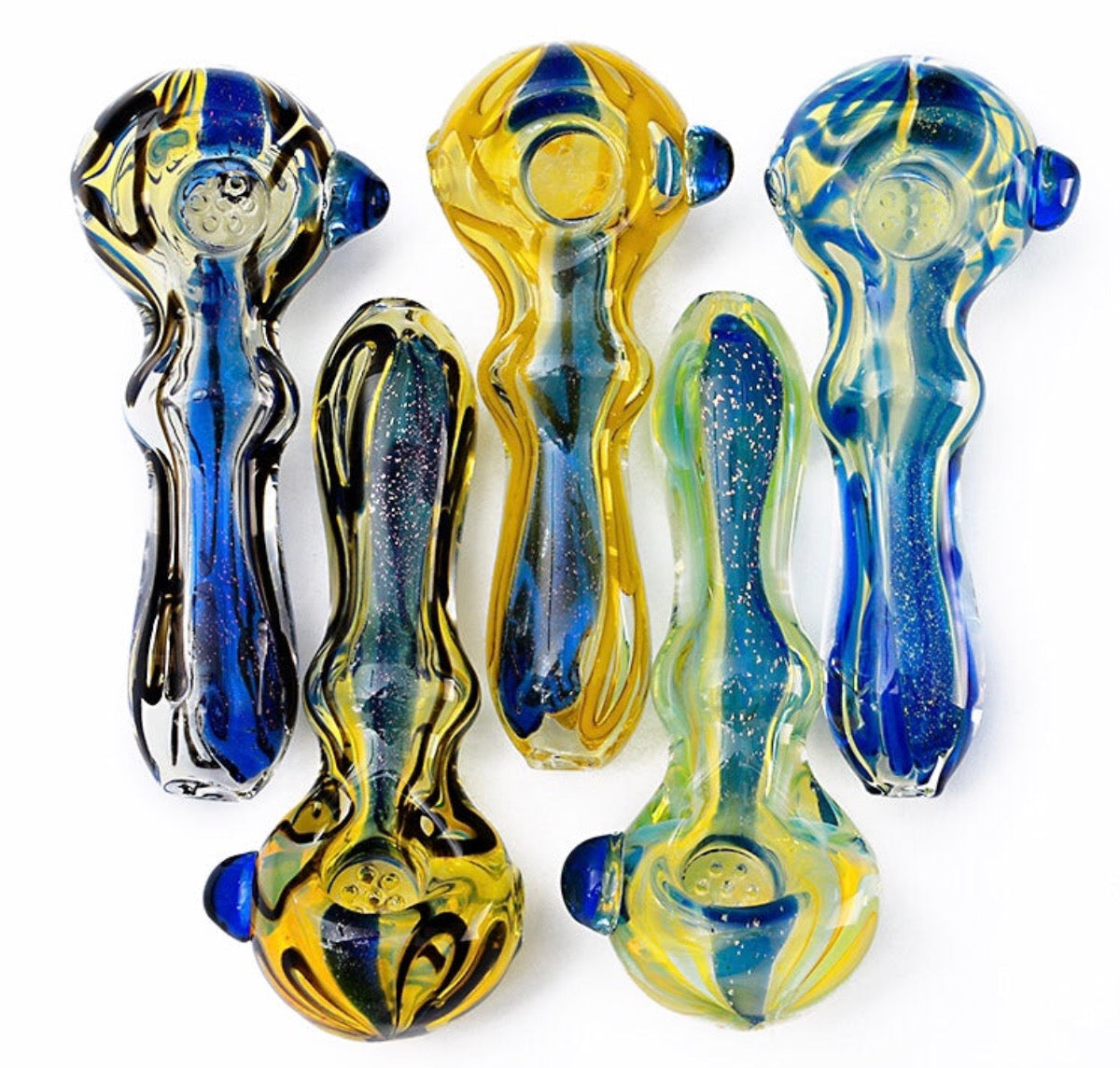 3.8" - 4" Glass Hand Pipe w/ Dichro Accents [HP-G-175B]