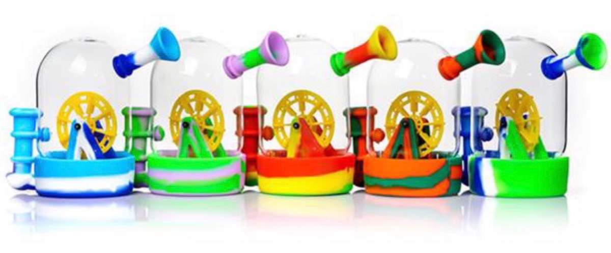 5.25” Hybrid Water Pipe w/ Glass Top & Spinning Wheel - Assorted Colors [WP-H-159]