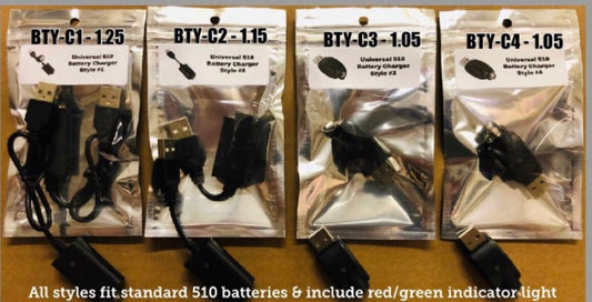 Universal 510 Battery Chargers - Individually Packaged - Assorted Styles [BTY-C]