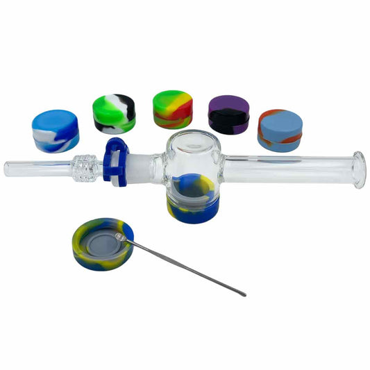 Nectar Collector w/ Nail, K. Clip, Reclaim Catcher, Lid & Dab Tool - Assorted Sizes & Colors  [NC-G-82 (A or B)]