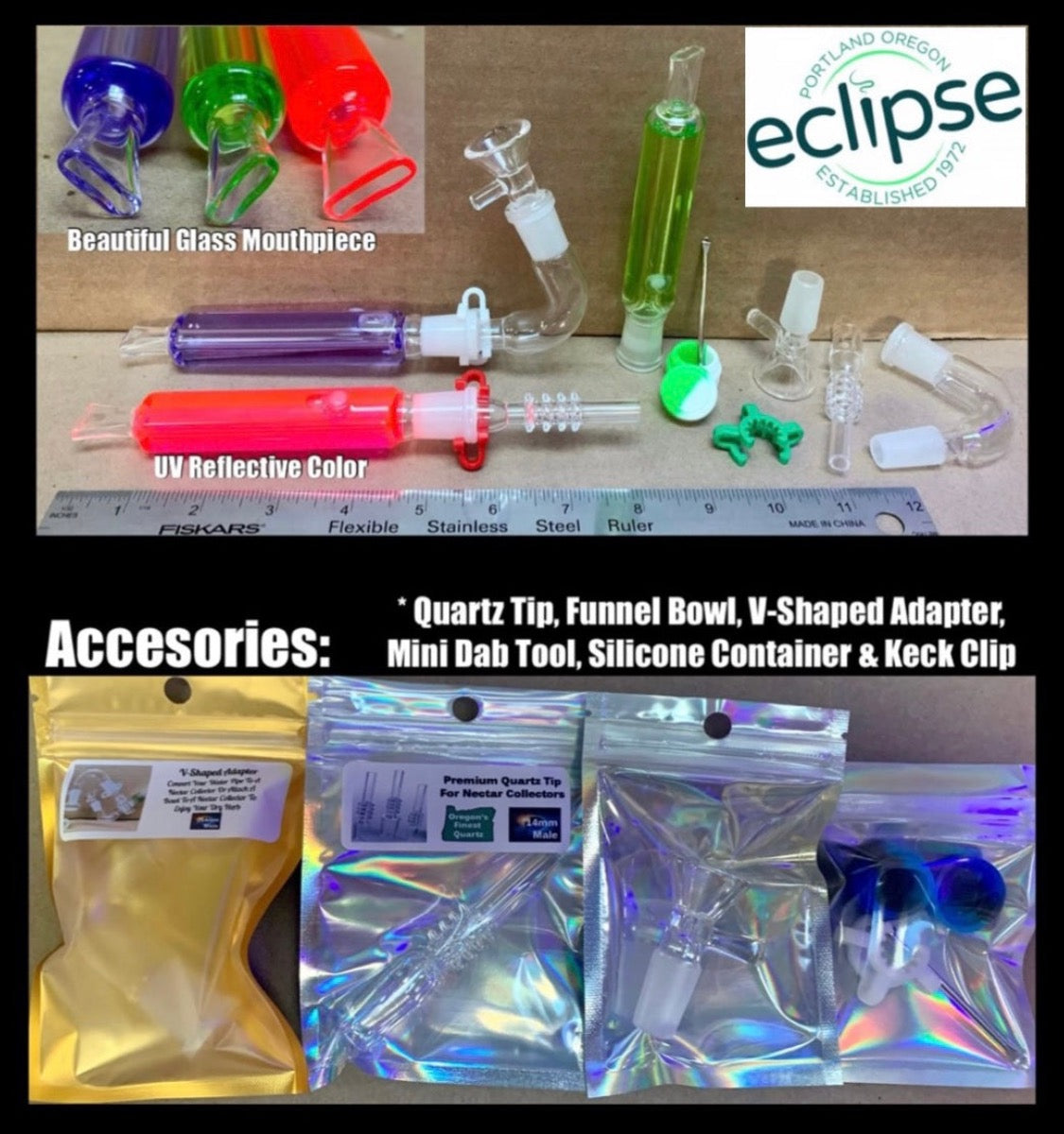 8" 14mm Dual-Use Freezable UV Reflective Nectar Collector & Hand Pipe Set [NC-G-84]