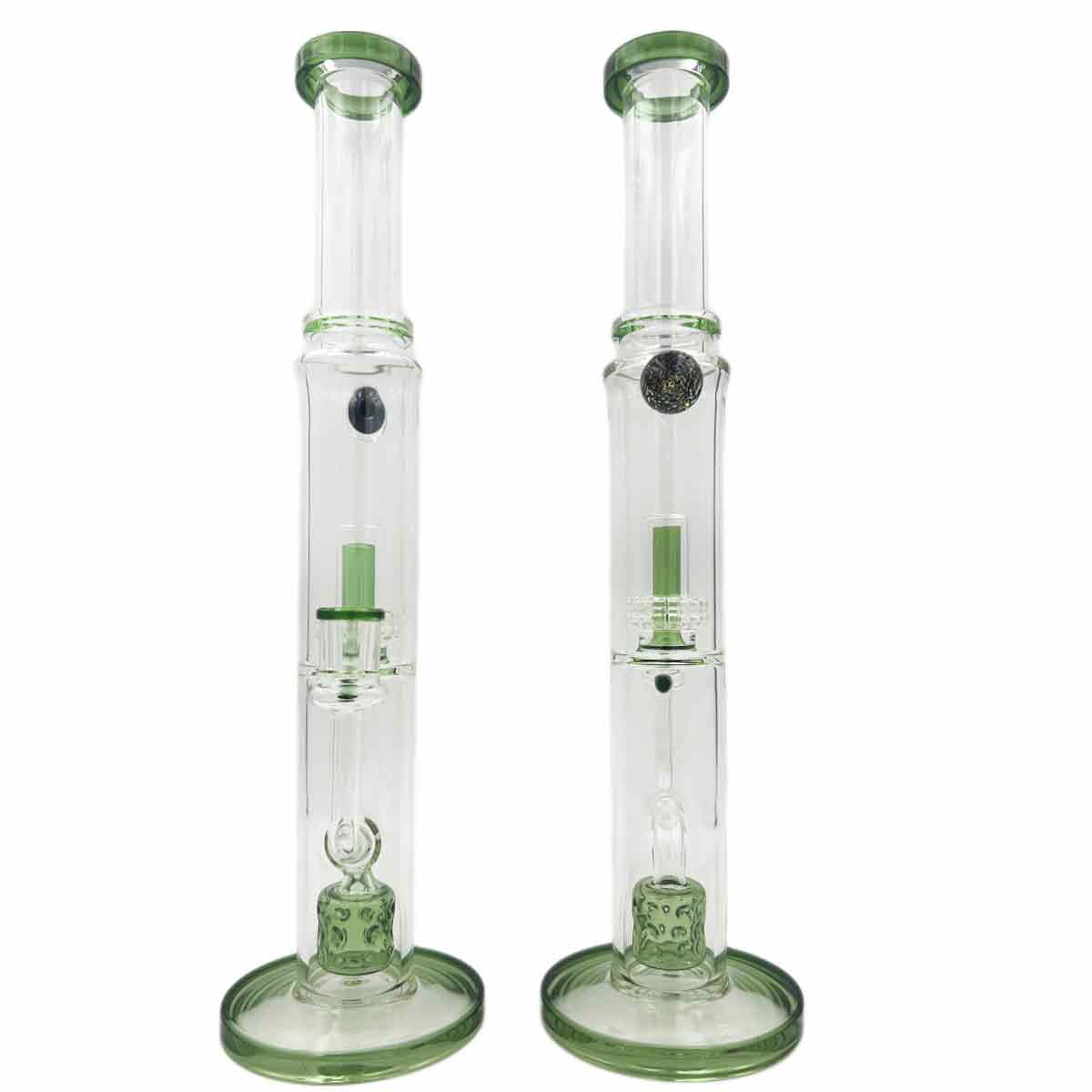16" Straight Tube Dual Perc w/ Dichro Bead - Assorted Colors [WP-G-231]