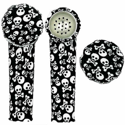 3.5" Silicone Hand Pipe w/ Metal Bowl, Lid & Carb in - Choose From Over 40 Prints! [HP-S-36]