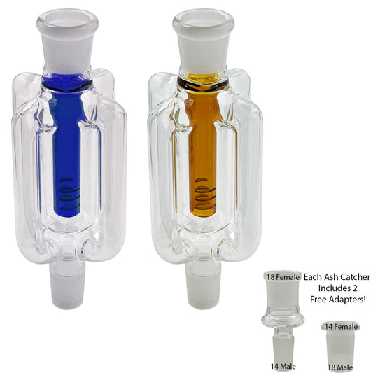 14mm & 18mm Dual-Joint XL Ash Catchers w/ 2 FREE Adapters! [AC-18]
