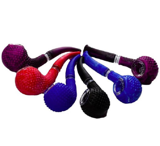 5.25" Silicone Briar Style Pipe w/ Glass Bowl - Assorted Colors [HP-S-85]