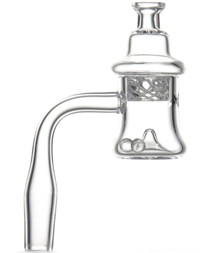 Spinner Set #1 - 25mm Flat Top Bell Bottom Quartz Banger w/ Pearls & Cyclone Riptide Cap - All 12 Joint Sizes & Angles [QB-TP1]