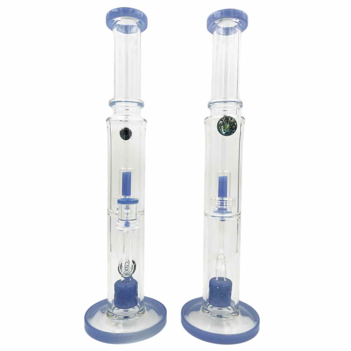 16" Straight Tube Dual Perc w/ Dichro Bead - Assorted Colors [WP-G-231]