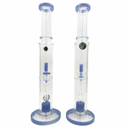 16" Straight Tube Dual Perc w/ Dichro Bead - Assorted Colors [WP-G-231]