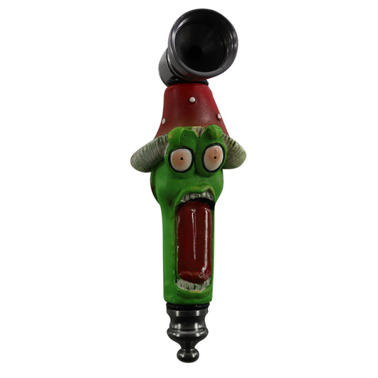 3.75" Hand Painted Creature Pipe - Stoned Green Mushroom [HP-C-63]
