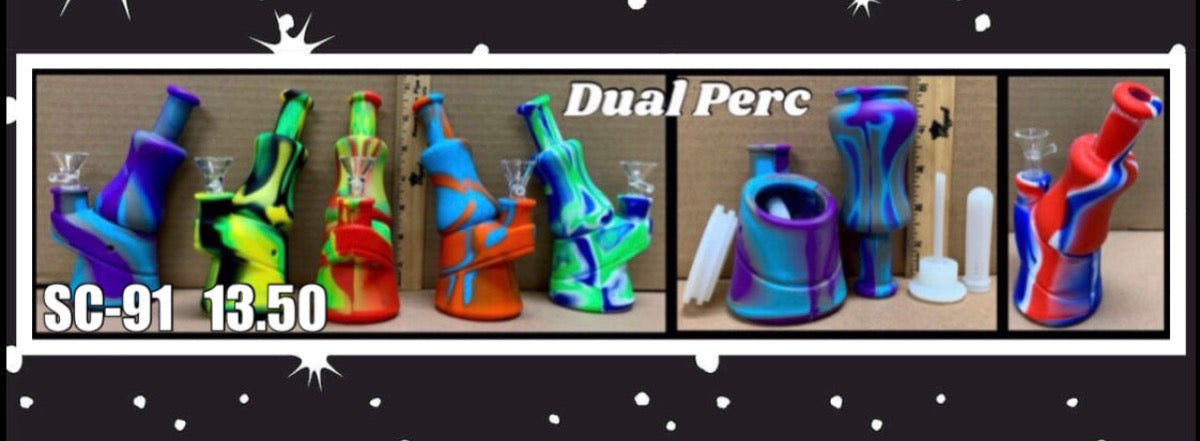 6.5" Banger Hanger w/ Dual Perc's - Assorted Colors [WP-S-91]