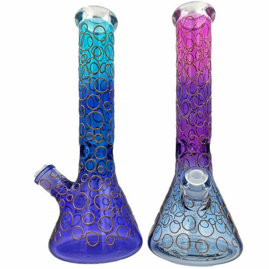14" 7mm Beaker w/ 3D Bubble Design - Assorted Colors [G-WP-206B]