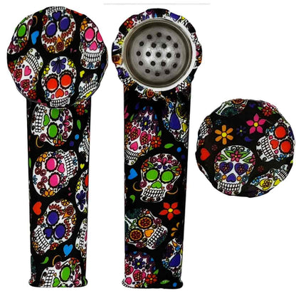 3.5" Silicone Hand Pipe w/ Metal Bowl, Lid & Carb in - Choose From Over 40 Prints! [HP-S-36]