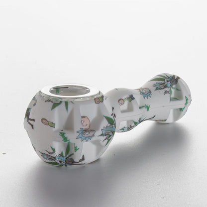 4.25" Silicone Hand Pipe w/ Glass Bowl, Dab Tool & Dish - Now Over 2 Dozen Prints [HP-S-6B]