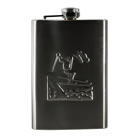 #FL10 Stainless Steel Flask with Ski Design