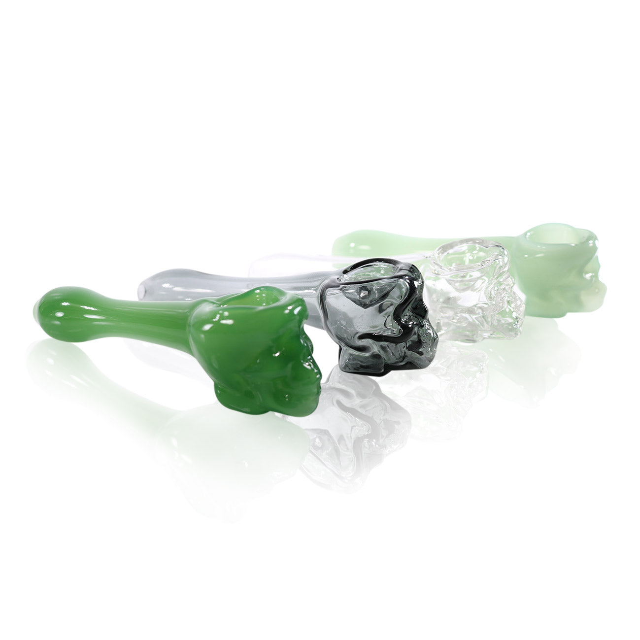 #GP111 4" Glass Hand Pipe with Skull Design (Assorted Colors)