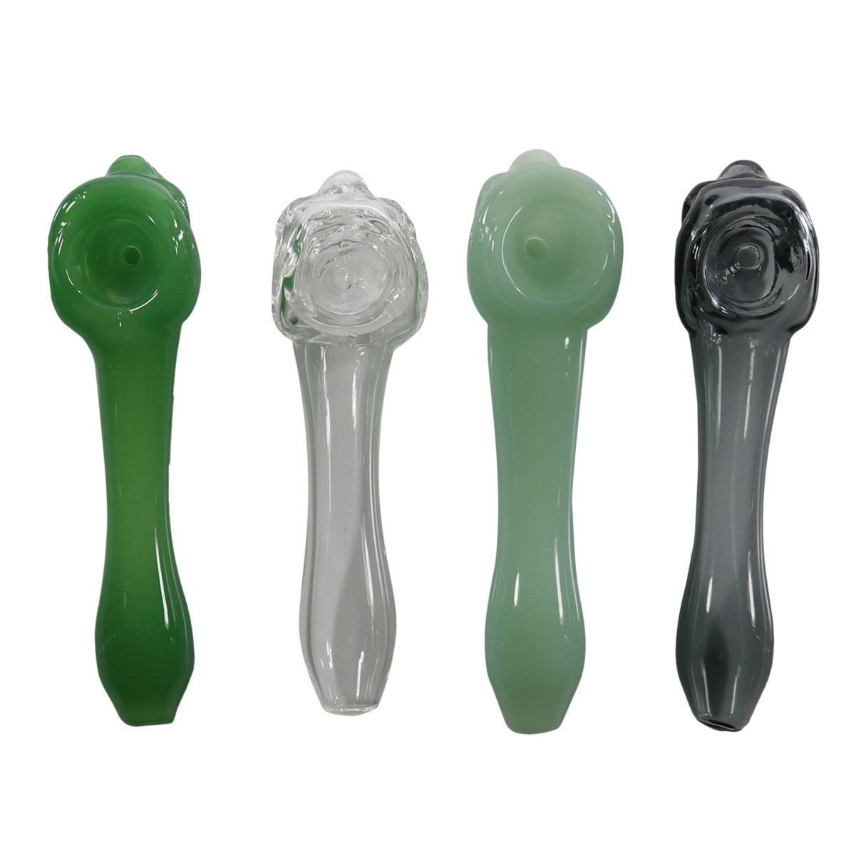 #GP111 4" Glass Hand Pipe with Skull Design (Assorted Colors)