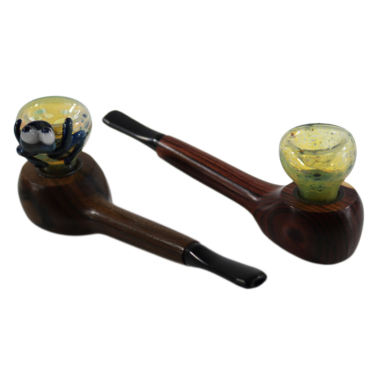 #H4(H4A) "THE MILL" 4.5" WOODEN/GLASS HYBRID HAND PIPE (WITH OR WITHOUT CRITTER)