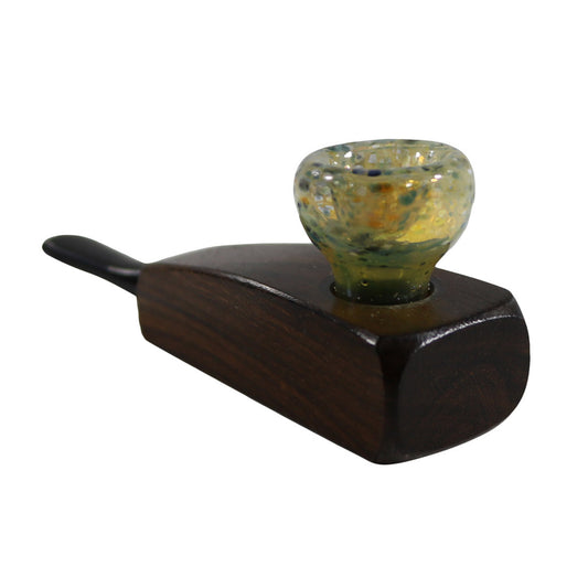 #H6(H6A) "THE MILL" 3.75" WOODEN/GLASS HYBRID HAND PIPE (WITH OR WITHOUT CRITTER)