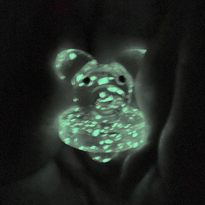 #CC39 25mm, Clear Glass (Glow in the Dark) Spinner Style "Pig" Carb Cap