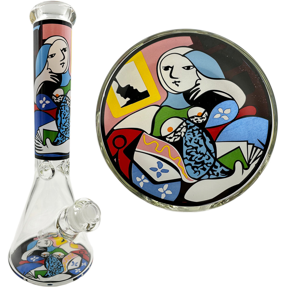 10.5" 5mm Beaker w/ Picasso Lady Designs - Assorted Prints [WP-G-251]
