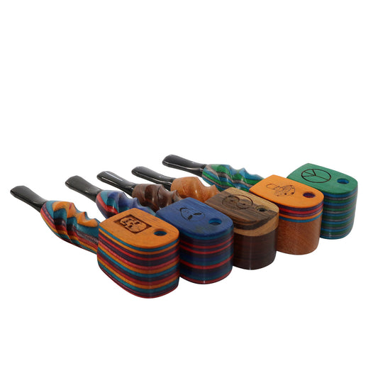 #LAS44 "THE MILL" 4.5" WOODEN PIPE WITH SWIVEL LID AND IMAGE