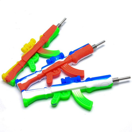 6.25" 10mm Silicone Gun Nectar Collector - Assorted Colors [NC-S-48D]