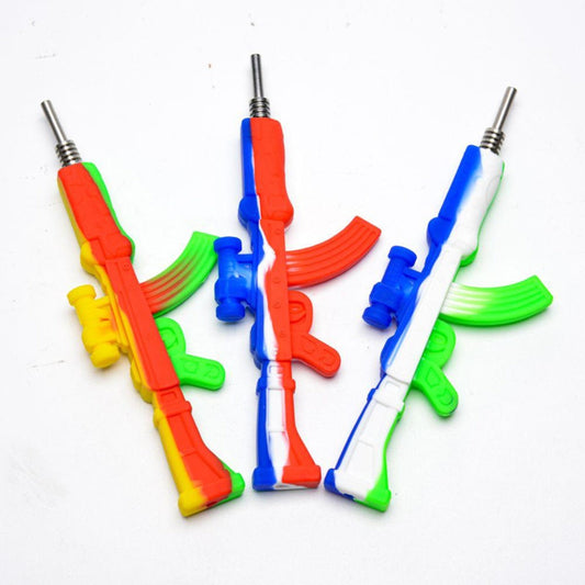 6.25" 10mm Silicone Gun Nectar Collector - Assorted Colors [NC-S-48D]
