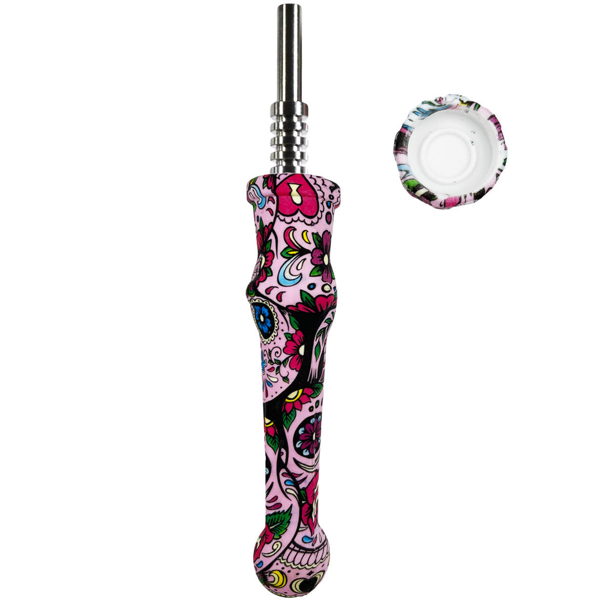 7.5" Sil. Nectar Collector Straw w/ 14mm Nail & Dab Dish - Now Over 20 Prints! [NC-S-7B]