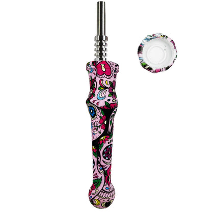 7.5" Sil. Nectar Collector Straw w/ 14mm Nail & Dab Dish - Now Over 20 Prints! [NC-S-7B]