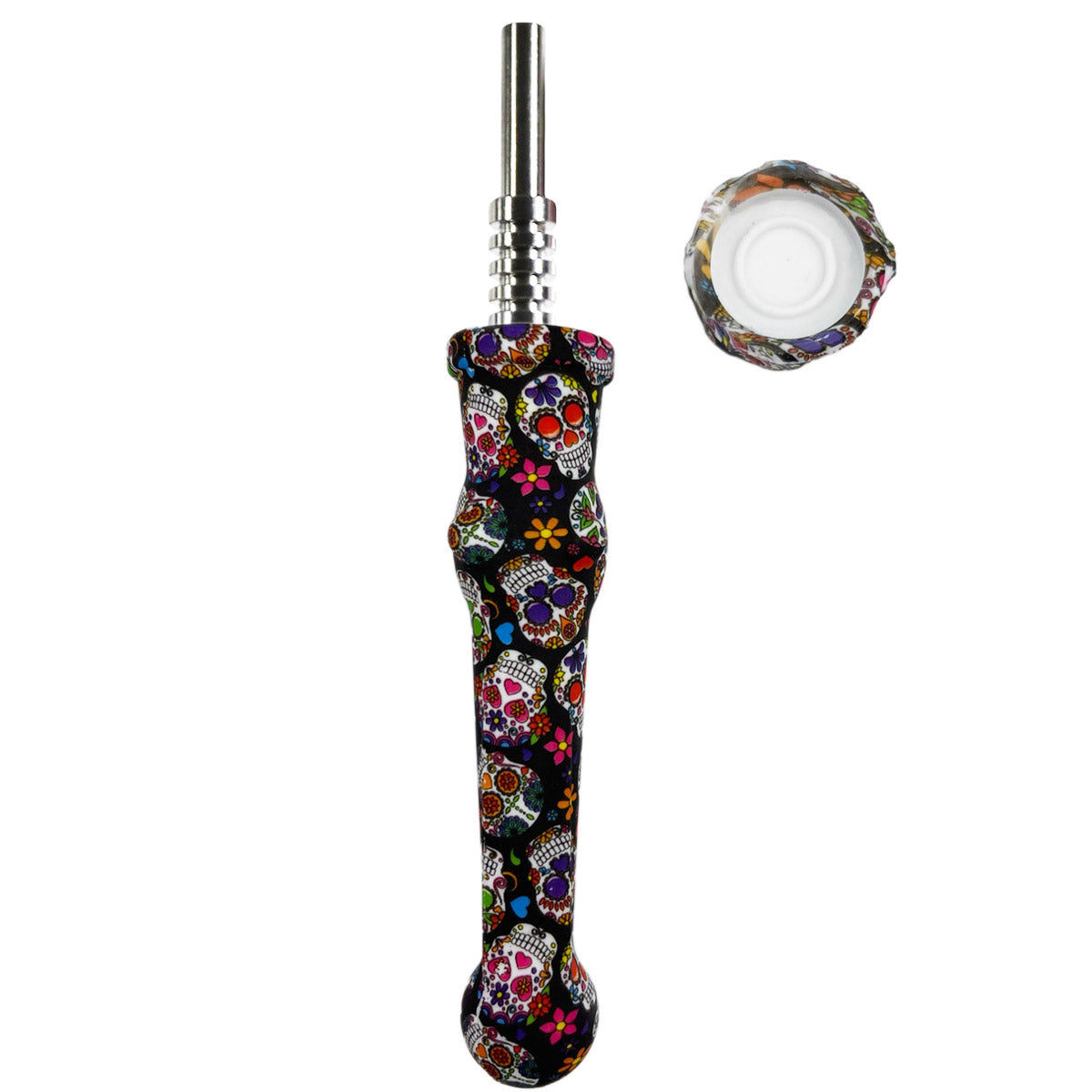 7.5" Sil. Nectar Collector Straw w/ 14mm Nail & Dab Dish - Now Over 20 Prints! [NC-S-7B]