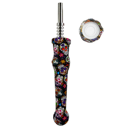 7.5" Sil. Nectar Collector Straw w/ 14mm Nail & Dab Dish - Now Over 20 Prints! [NC-S-7B]