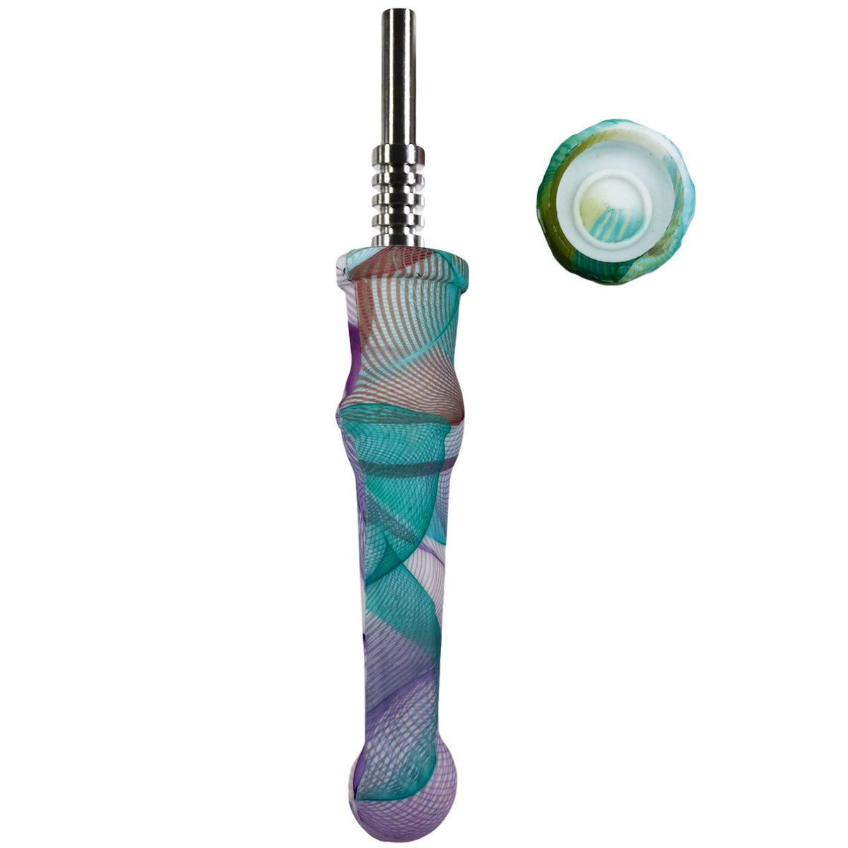 7.5" Sil. Nectar Collector Straw w/ 14mm Nail & Dab Dish - Now Over 20 Prints! [NC-S-7B]