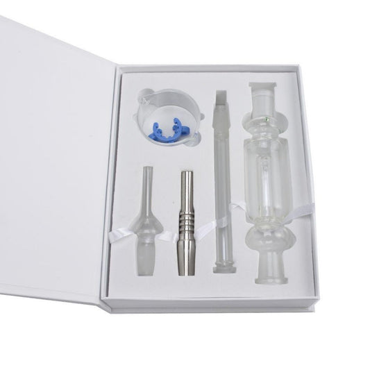 Boxed 14mm Glass Nectar Collector w/ Four-Slit Bubbler Chamber & Accessories #NC-6B