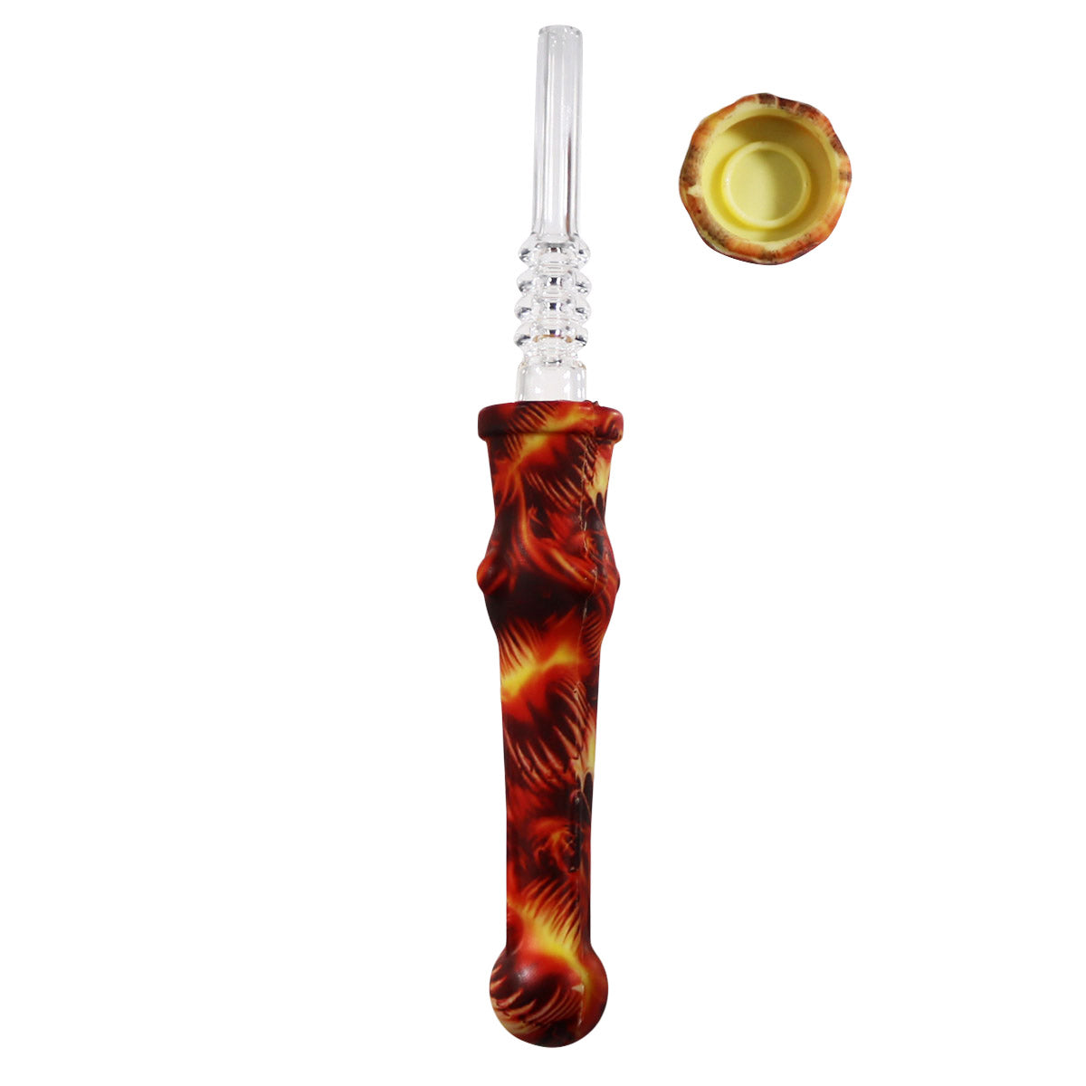 7.5" Sil. Nectar Collector Straw w/ 14mm Quartz Nail & Dab Dish - Now 19 Prints! [NC-S-7B-Q]