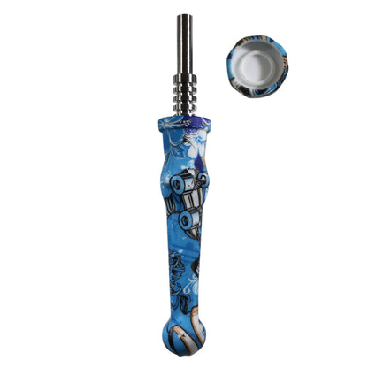 #NC7 Silicone Nectar Collector with 14mm Steel Nail and Dish (Assorted Designs)