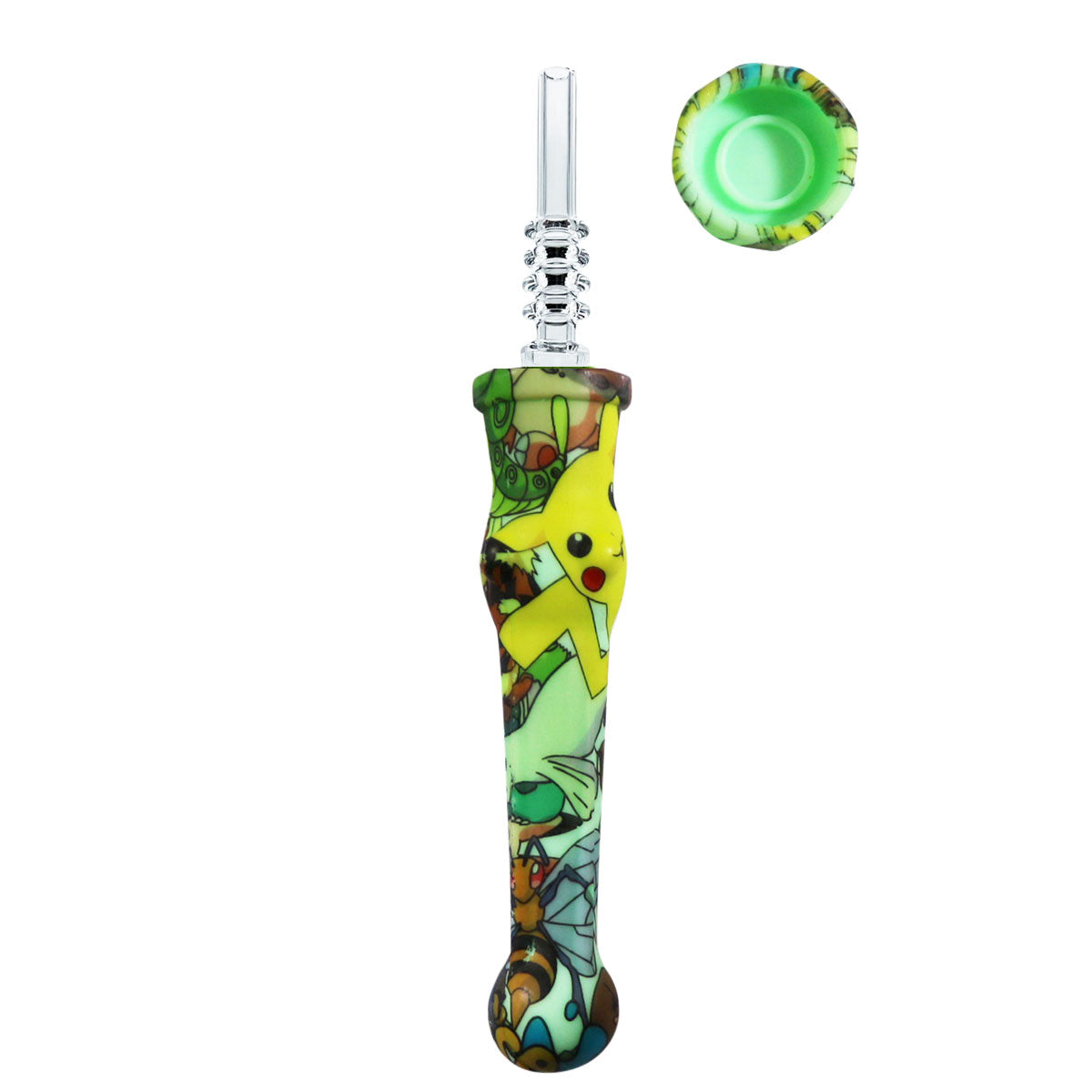 7.5" Sil. Nectar Collector Straw w/ 14mm Quartz Nail & Dab Dish - Now 19 Prints! [NC-S-7B-Q]