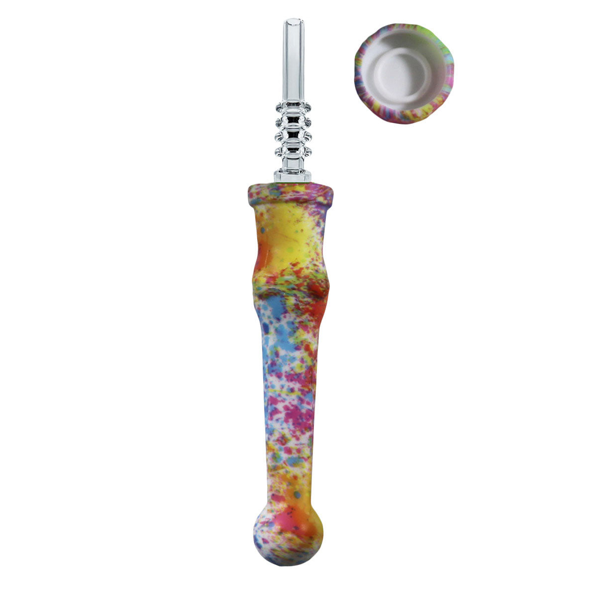 7.5" Sil. Nectar Collector Straw w/ 14mm Quartz Nail & Dab Dish - Now 19 Prints! [NC-S-7B-Q]