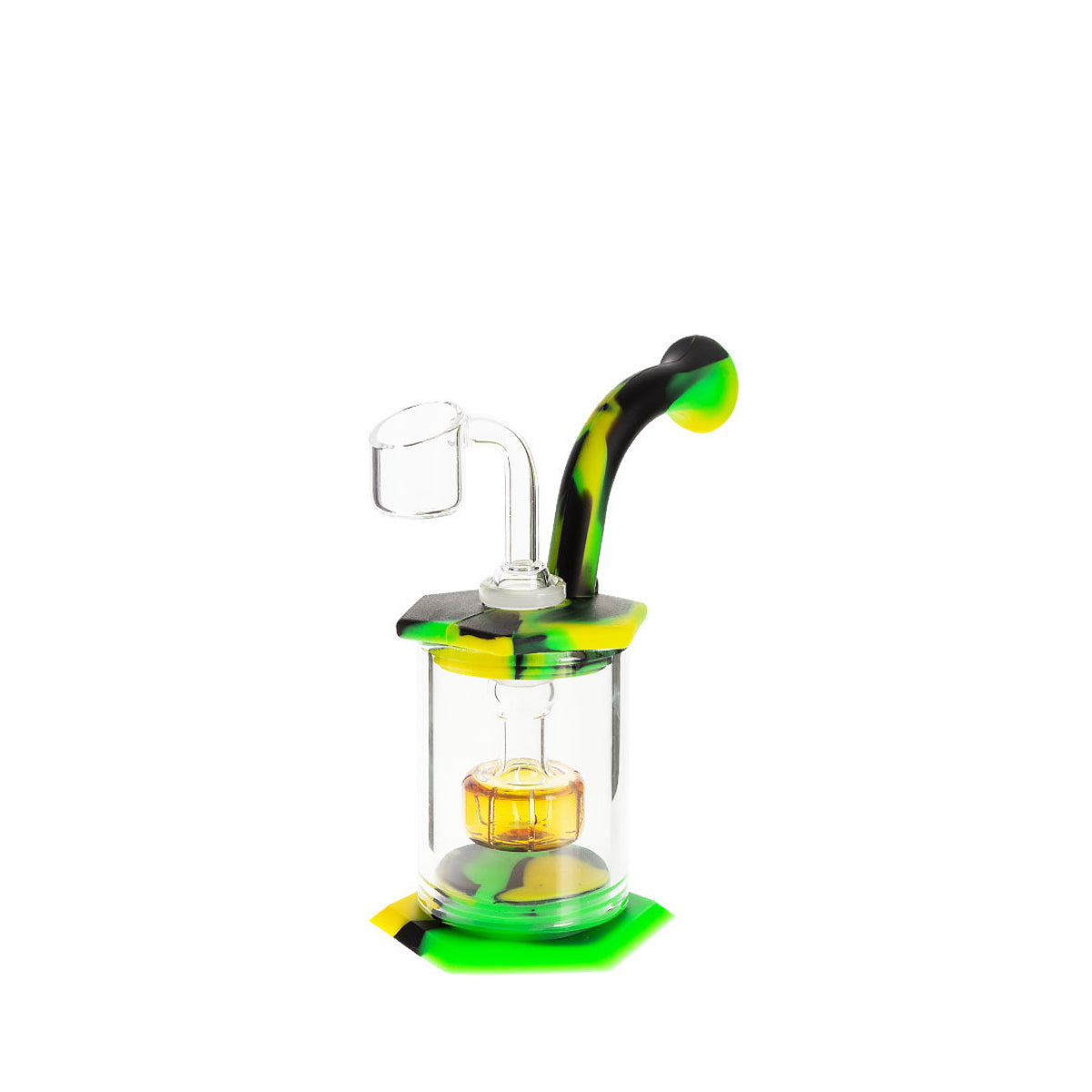 5” Hybrid Silicone & Glass Banger Hanger w/ Disc Perc - Assorted Colors [WP-H-110A]