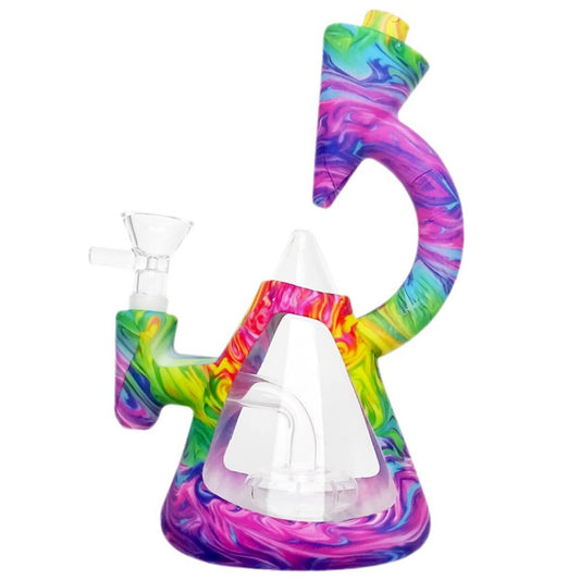 "THE MICROSCOPE" 8" Silicone & Glass Dab Rig w/ Accessories (Assorted Prints) #SC-156