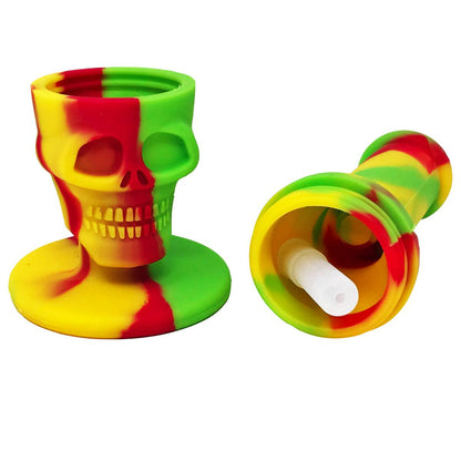 8.5" Two-Piece Skull Water Pipe - Assorted Colors [WP-S-71]