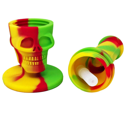 8.5" Two-Piece Skull Water Pipe - Assorted Colors [WP-S-71]