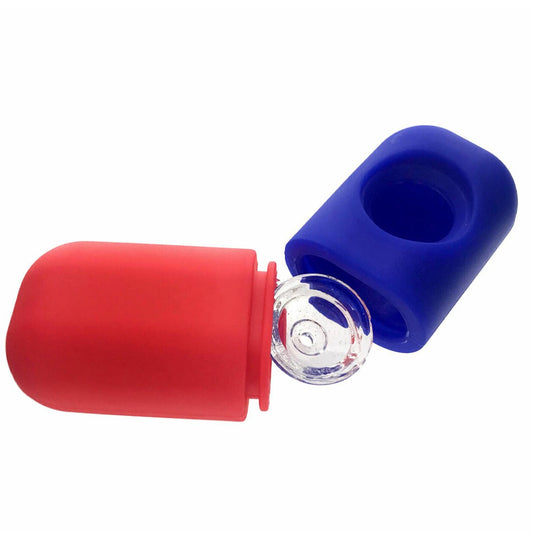4.25" Silicone "Pill shaped" Hand Pipe w/ Glass Bowl (Assorted Colors) #SC112
