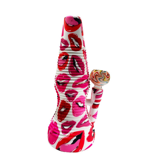 8" Lava Lamp Water Pipe w/ 2 Bowls, Banger & Dab Tool - Assorted Prints [WP-S-163]