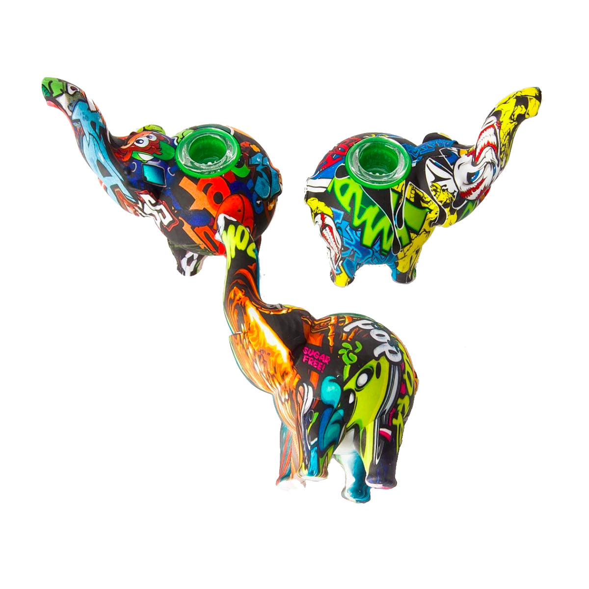Silicone "Elephant" Bubbler (Assorted Prints) #SC-94