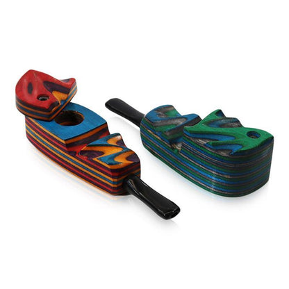 #R7 "THE MILL" 3.5" RAINBOW WOOD PIPE WITH SWIVEL LID
