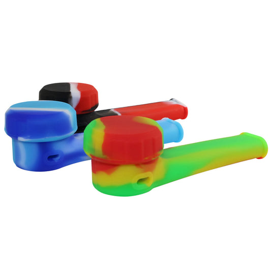 3.5" Silicone Hand Pipe w/ Metal Bowl & Carb - w/ Lid [HP-S-51] & w/o Lid - Now 18 Colors [HP-S51-A]