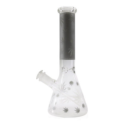 10" Glow in the Dark, Beaker Base Water Pipe with Leaf Design and 5 Pc Accessory Pack #WP150