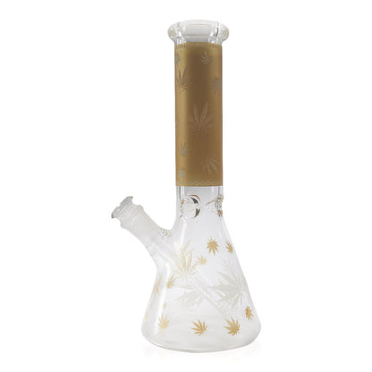 10" Glow in the Dark, Beaker Base Water Pipe with Leaf Design and 5 Pc Accessory Pack #WP150
