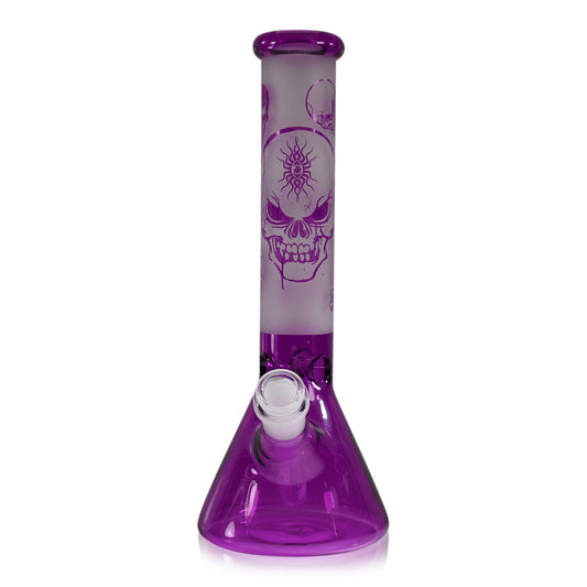 10" Glass Beaker w/ Skull Design and Five Piece Accessory Pack (Assorted Colors) #WP151