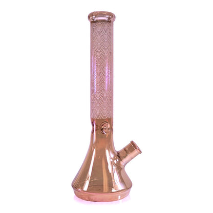 9mm 16" Heavyweight Beaker w/ Etched Damask & Arch Design - Assorted Electroplated Colors [WP-G-269]